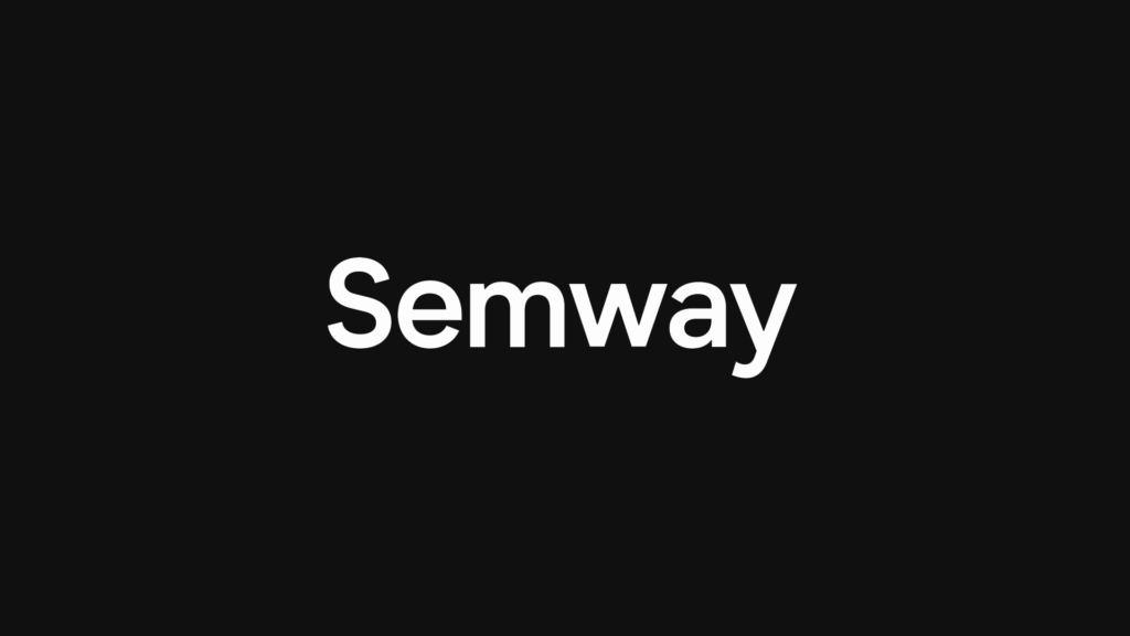 Hvit Semway logo på svart bakgrunn