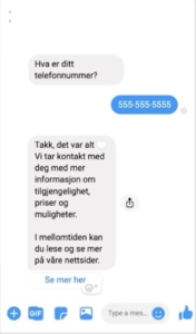 tilhørende chat til en lead-annonse for utleie av selskapslokaler