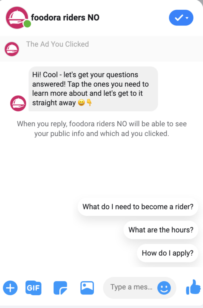 eksempler på annonser fra Meta for Foodora